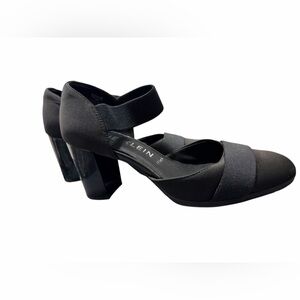 Anne Klein iFlex Cailyx Ankle Strap Pump - Black Elastic  Block Heel Size 10